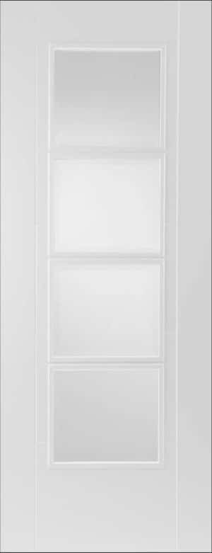 White ISEO 4 Light Glazed Semi Solid Primed Internal Door - Mendes Doors
