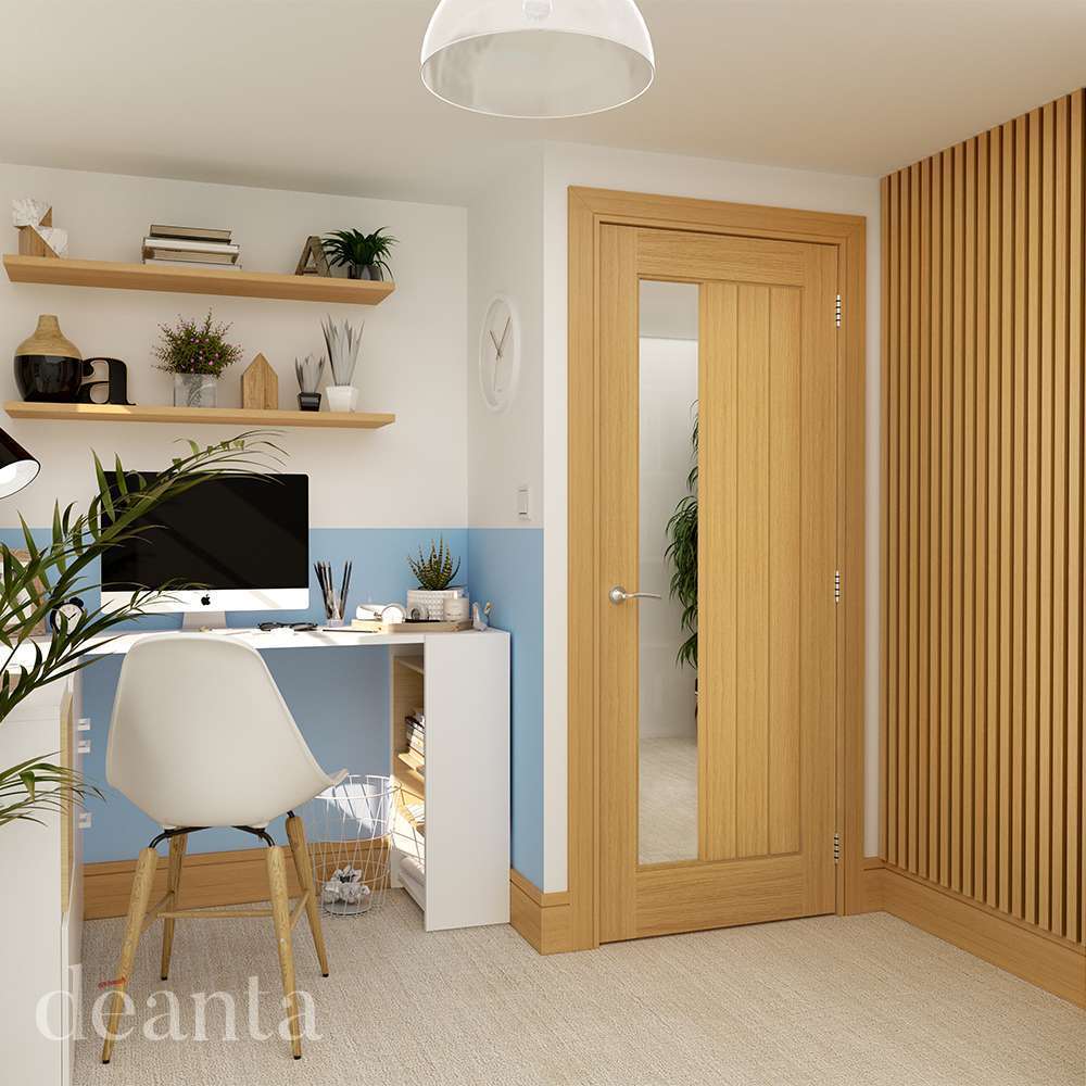 Ely Prefinished Oak 1SL Glazed Internal Door FSC - Deanta Doors - Image 2