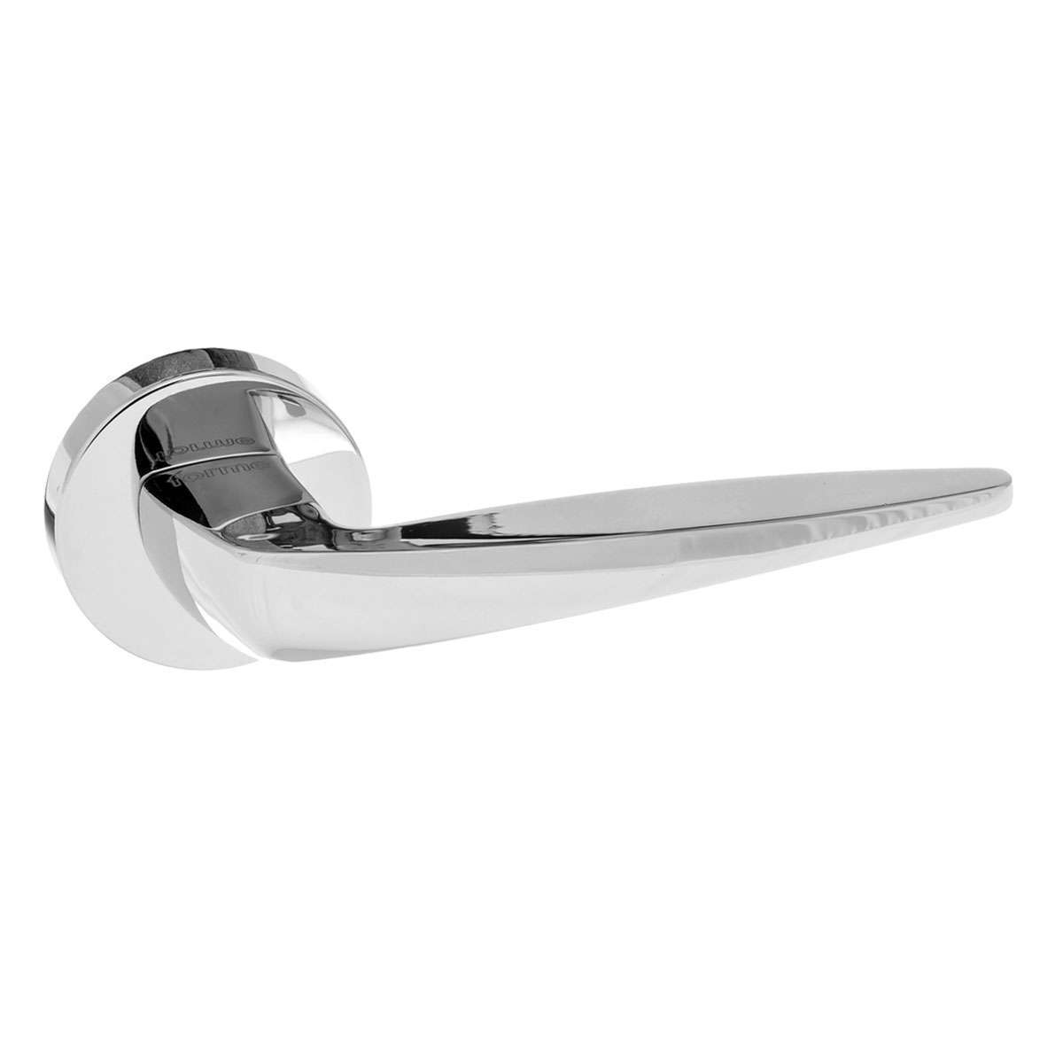 Forme Foglia Designer Lever on Minimal Round Rose - Polished Chrome