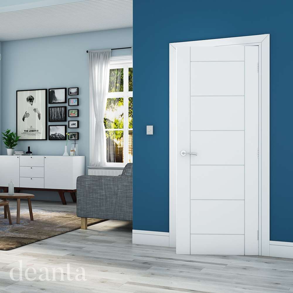Seville White Primed Internal Door - Deanta Doors - Image 2