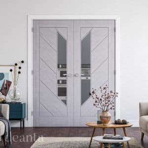 Torino Light Grey Ash Glazed FD30 Internal Door FSC - Deanta Doors