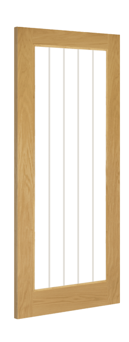 Ely Unfinished Oak Glazed (1L Full) Internal Door - Deanta Doors - Image 3