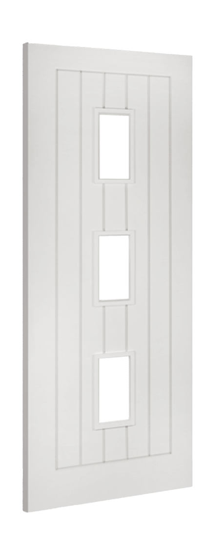 Ely White Primed Glazed (3L) FD30 Internal Door - Deanta Doors - Image 3