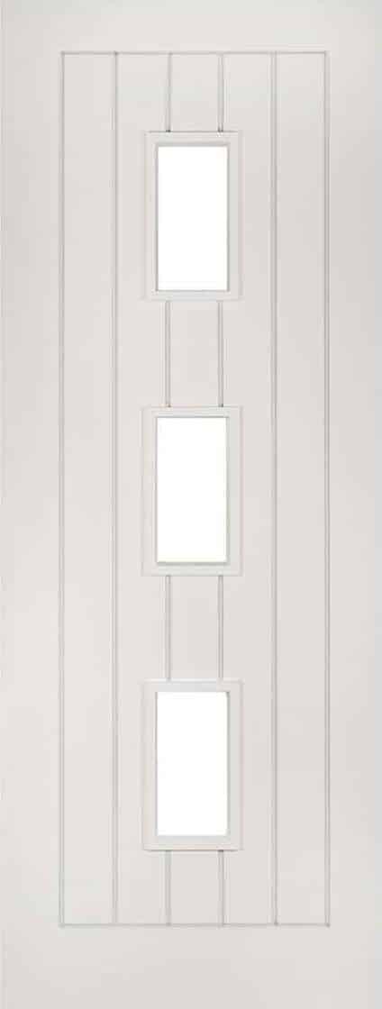 Ely White Primed Glazed (3L) FD30 Internal Door - Deanta Doors